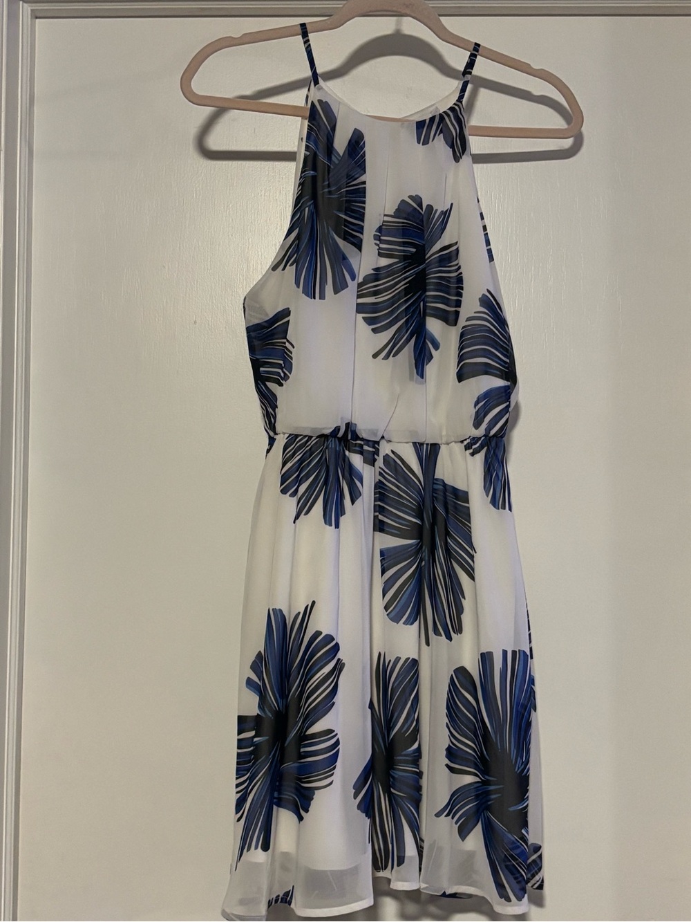 Lush | Dresses | Lush White Floralprint Mini Dress With Navy Accents